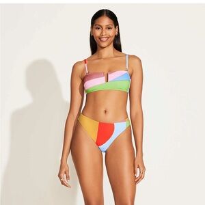 Vitamin A Ursula Bandeau Top - Abstract Colorblock EcoRib BT XS